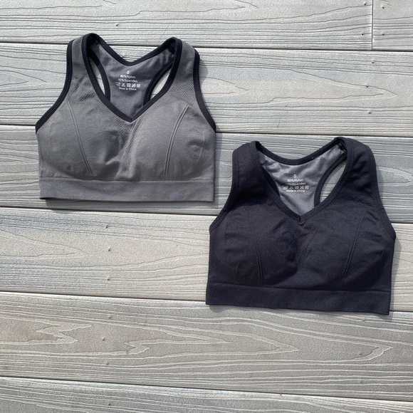 NWOT EMY 2-Pack Black/Gray Racerback Sports Bras Pullover Sports Bra Small (S) - Picture 7 of 12